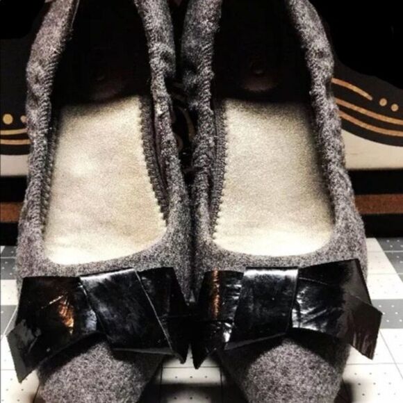 Me Too Shoes Grey Wool Bow Pointy Ballet Flats Y - Picture 12 of 13